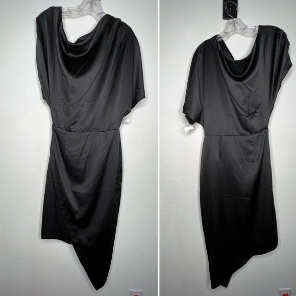 ELLIAT Carson One-Shoulder Satin Dress in Black, size S NWT - Picture 3 of 7